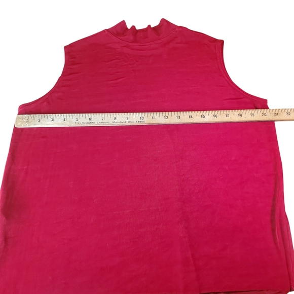 Vntg Bold Red Mock Neck Tank. Holiday Layering Top. LG/XL. #0200 - Picture 7 of 9